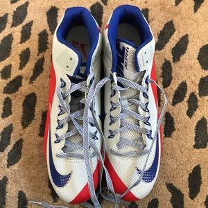 Nike Men's Alpha Pro 2 3/4 Football Cleats (red/gray/blue)